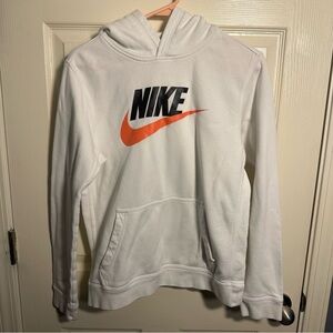 Boys Nike White Pullover Hoodie with Black Tag Detail, size XL